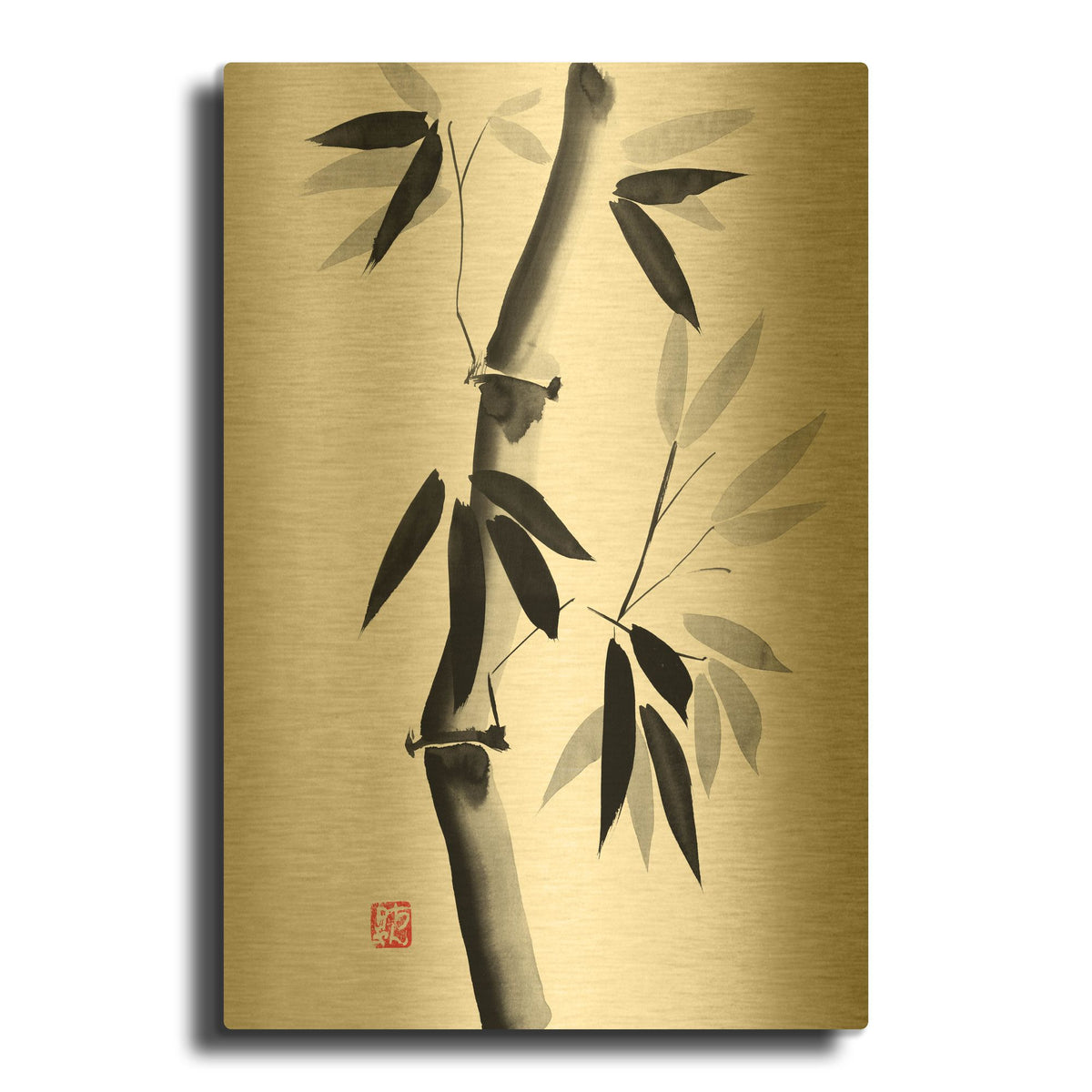 'Bamboo 02' By Pechane Gold Metal Wall Art