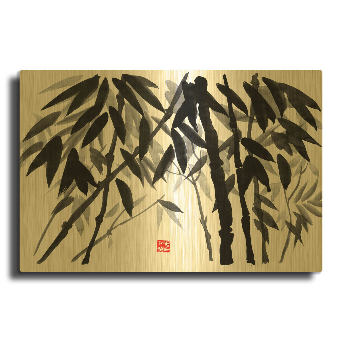 'Bamboo 03' By Pechane Gold Metal Wall Art
