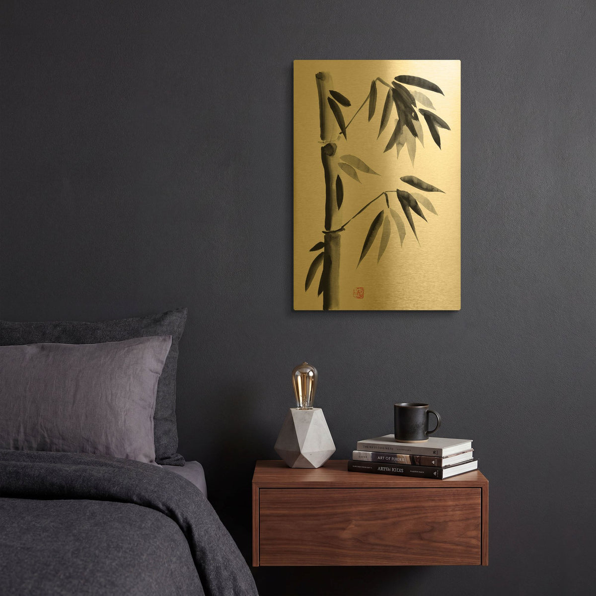 'Bamboo 05' By Pechane Gold Metal Wall Art