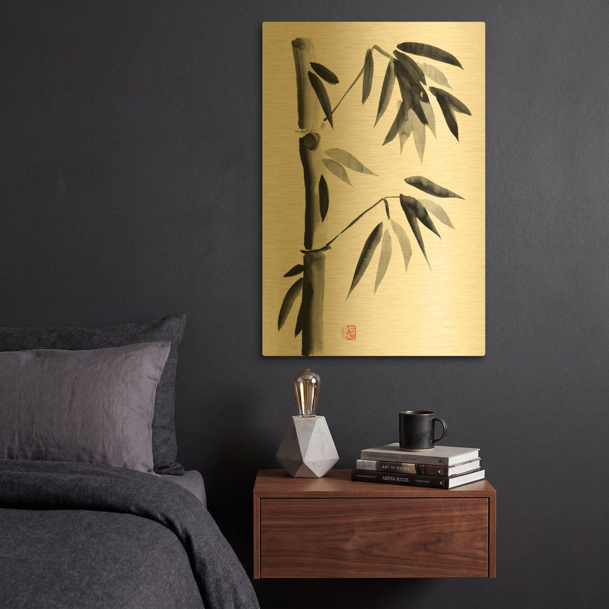 'Bamboo 05' By Pechane Gold Metal Wall Art