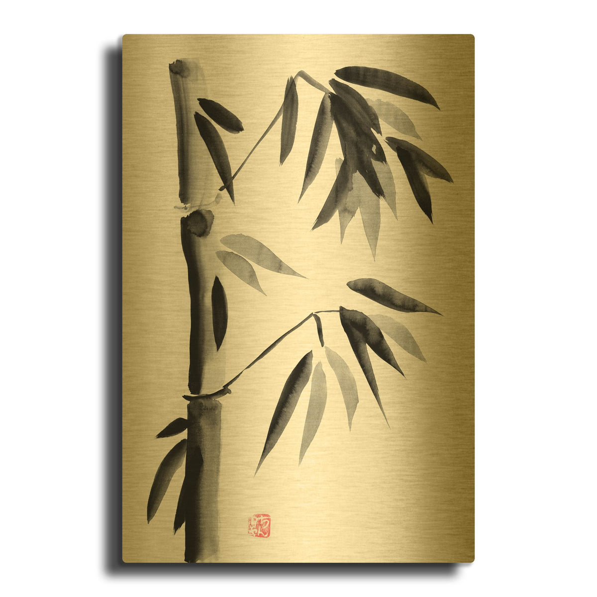 'Bamboo 05' By Pechane Gold Metal Wall Art