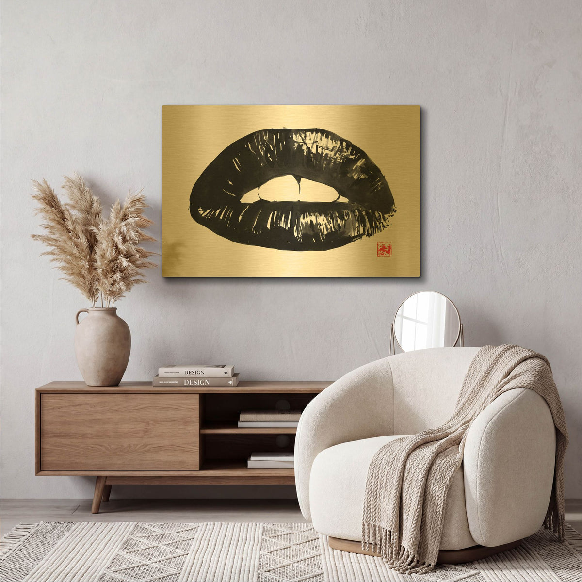'Bouche' By Pechane Gold Metal Wall Art