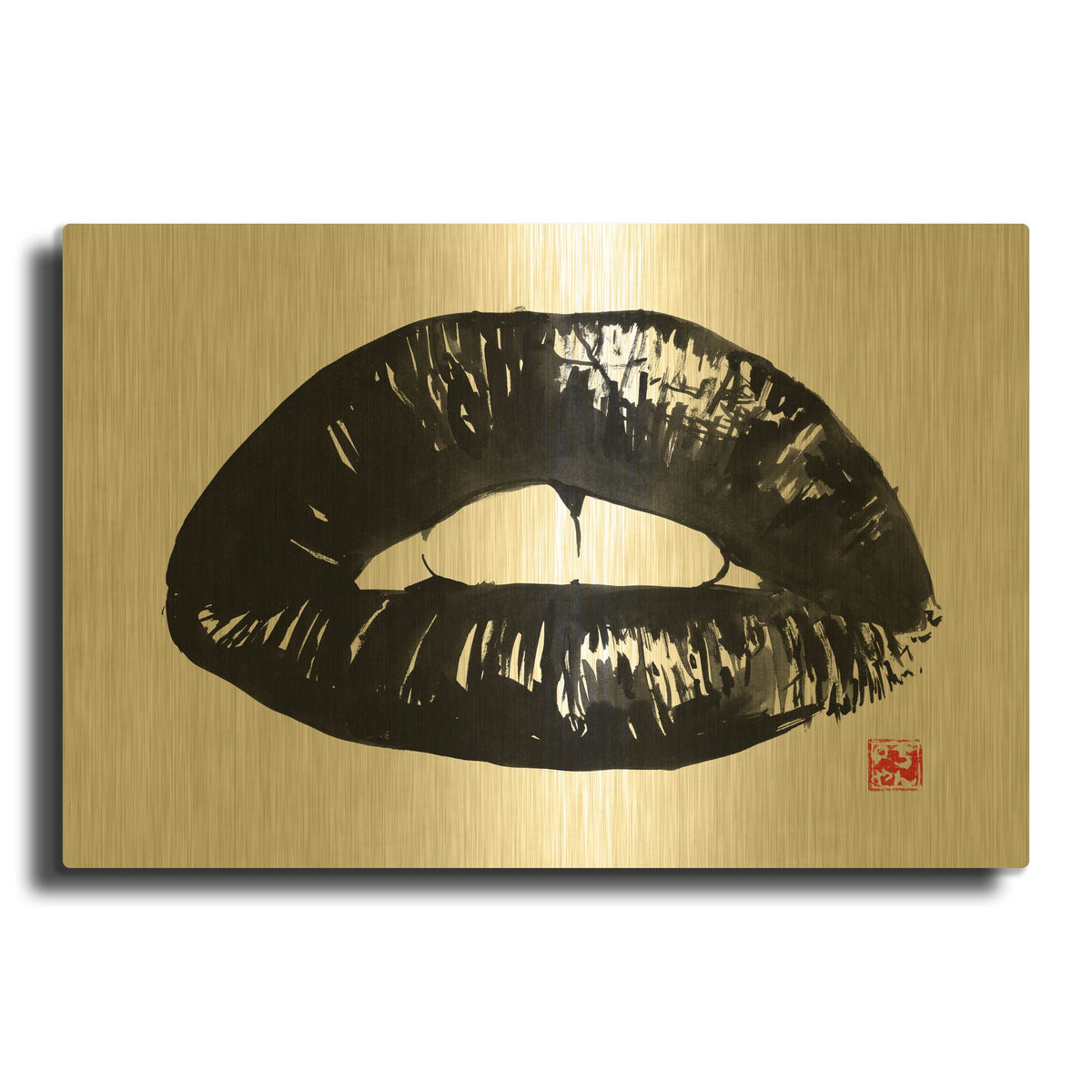 'Bouche' By Pechane Gold Metal Wall Art
