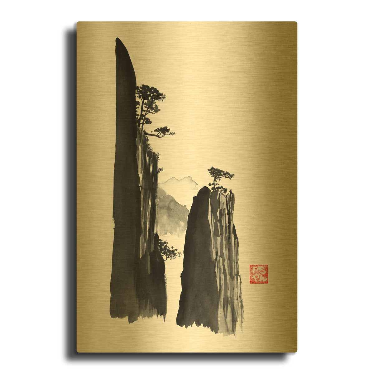'Mountain' By Pechane Gold Metal Wall Art