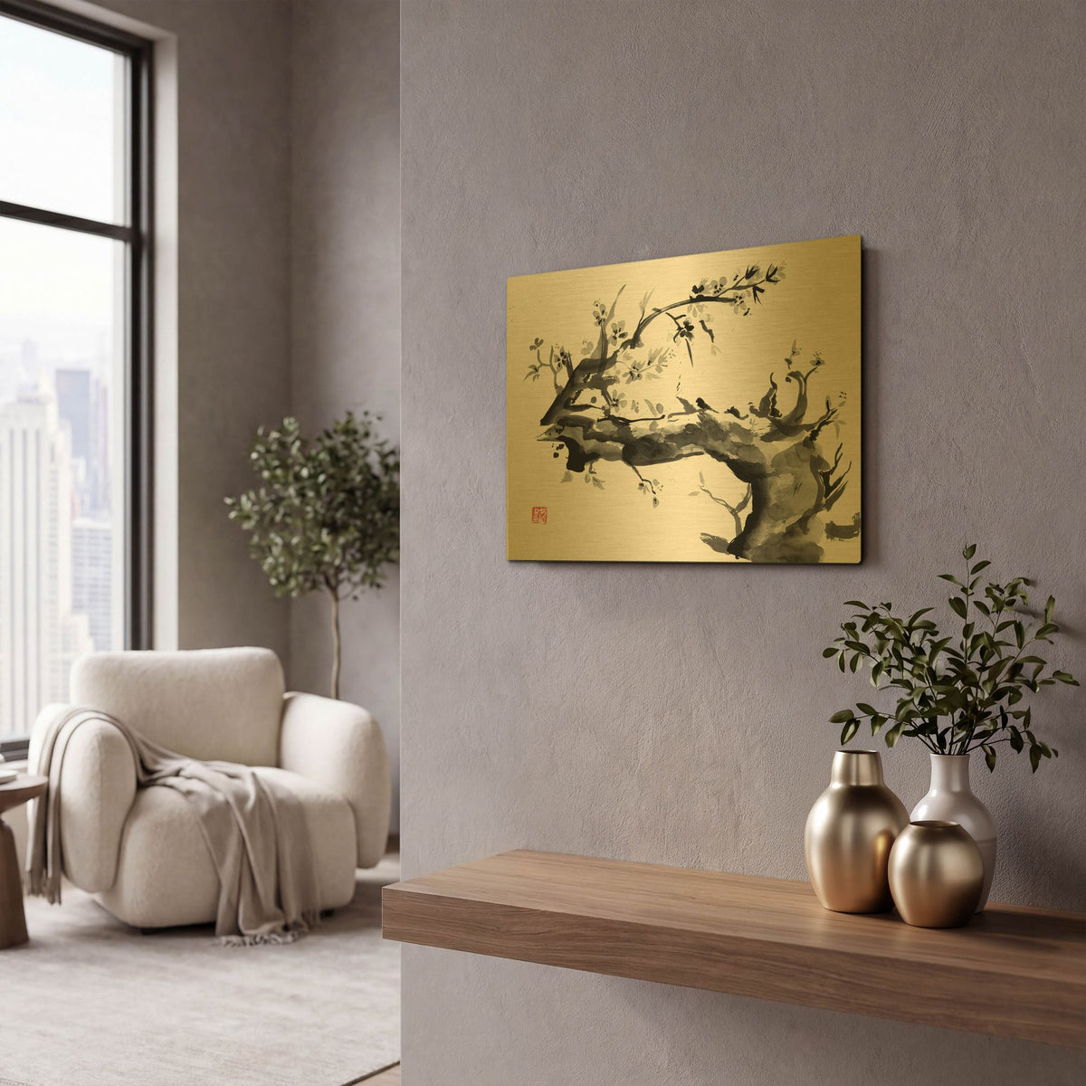 'Old Dead Tree' By Pechane Gold Metal Wall Art
