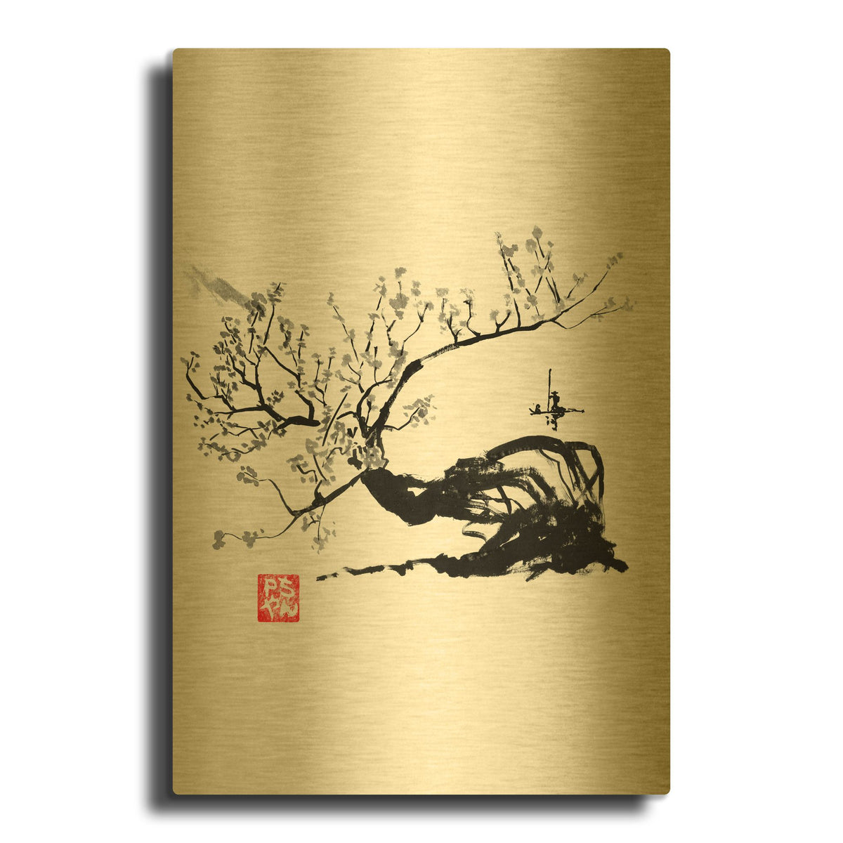'Old Tree' By Pechane Gold Metal Wall Art
