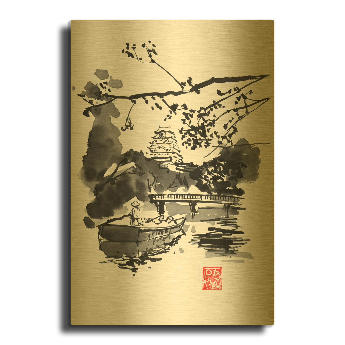 'Bridge' By Pechane Gold Metal Wall Art