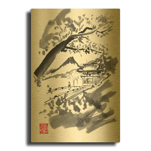 'Temple' By Pechane Gold Metal Wall Art