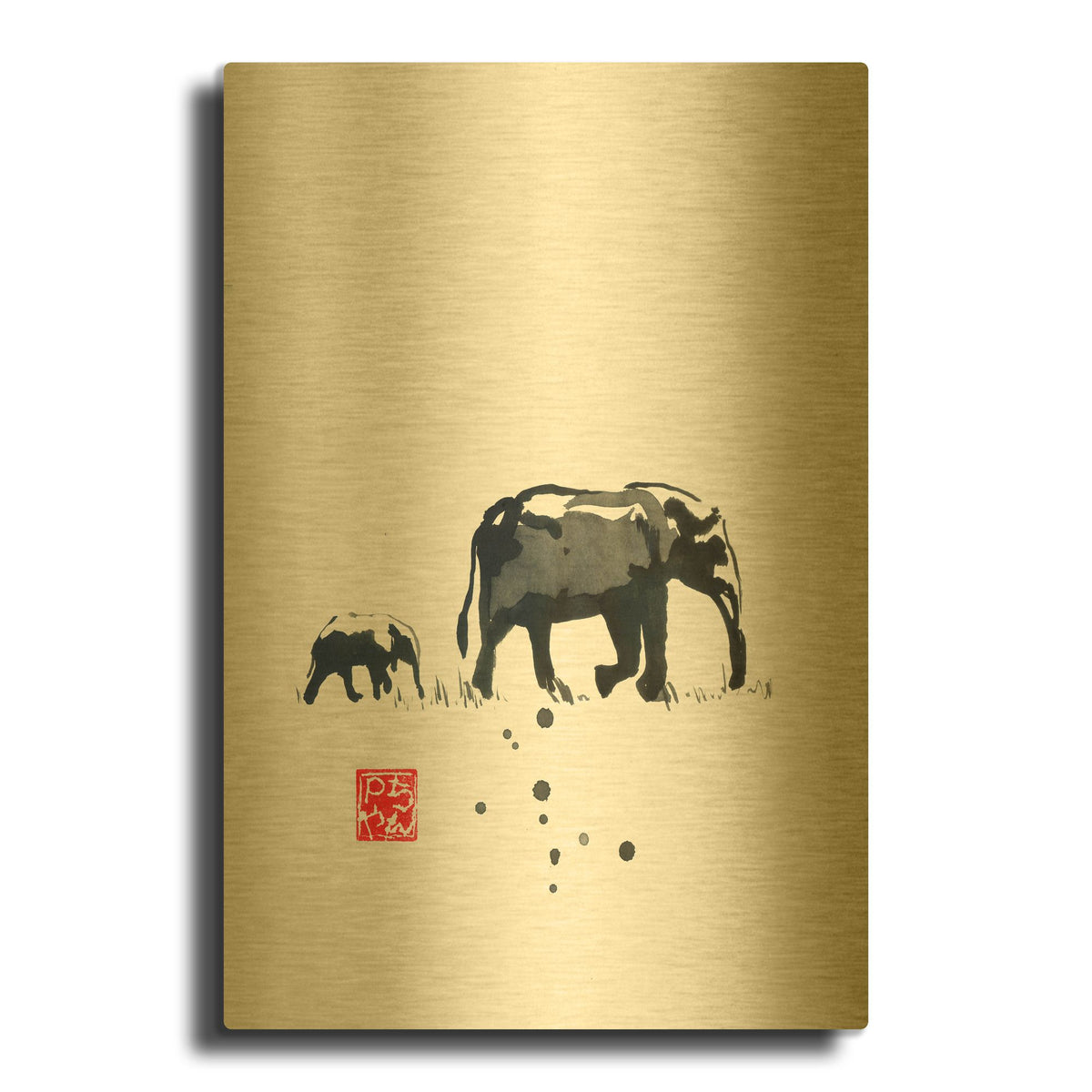 'Elephant' By Pechane Gold Metal Wall Art