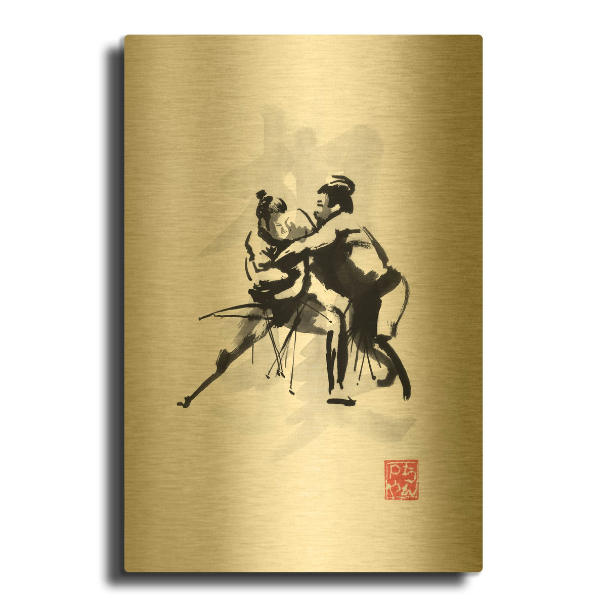 'Sumotori' By Pechane Gold Metal Wall Art