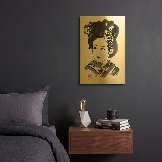 'Petite Japonaise' By Pechane Gold Metal Wall Art