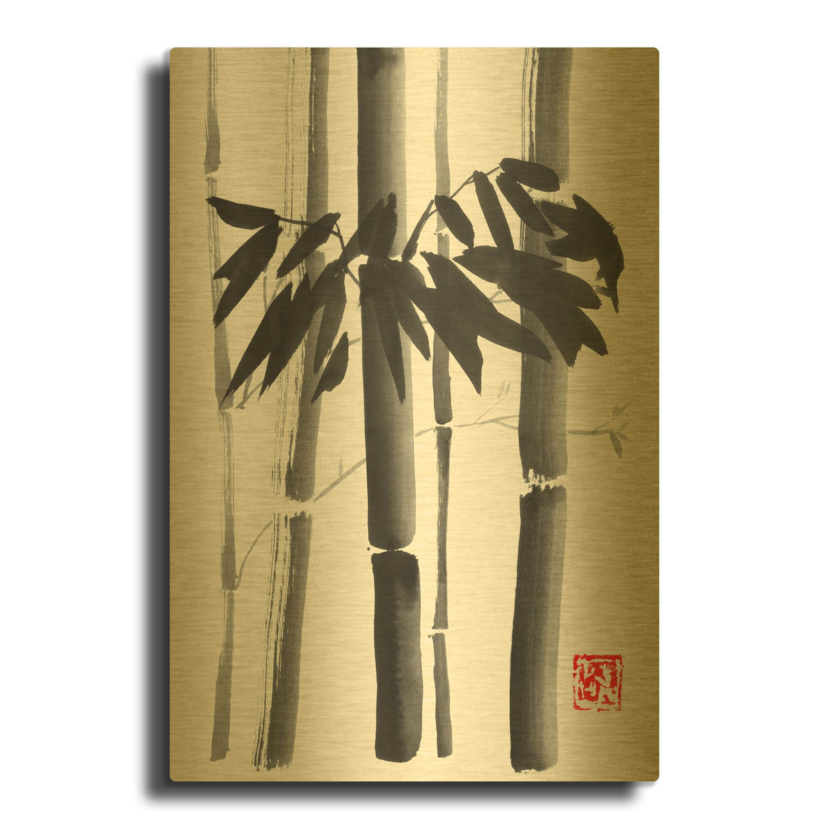 'Bamboo Bouquet' By Pechane Gold Metal Wall Art