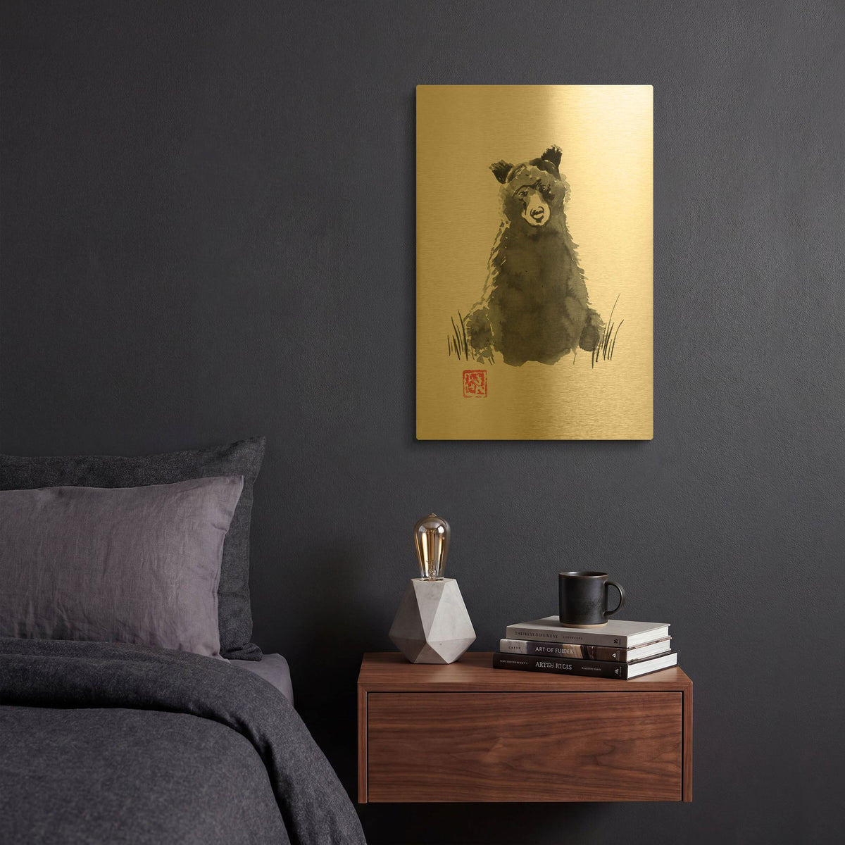 'Bear' By Pechane Gold Metal Wall Art