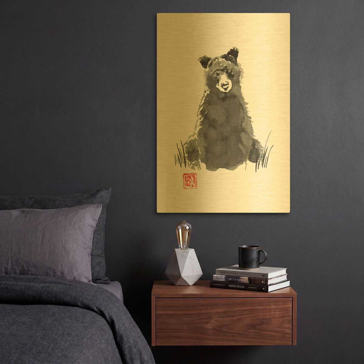 'Bear' By Pechane Gold Metal Wall Art