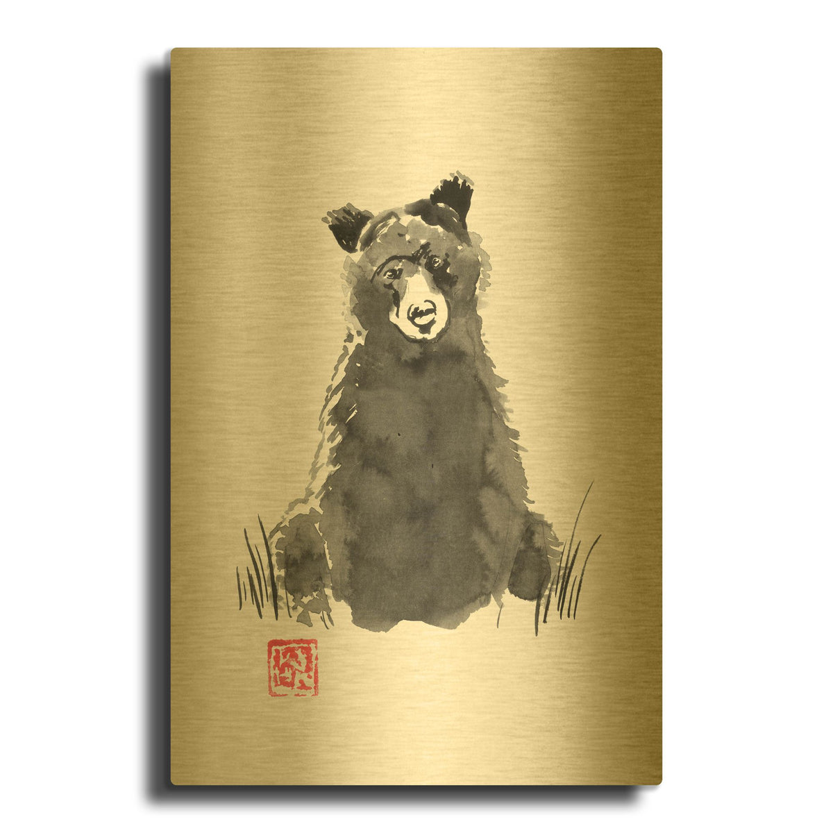 'Bear' By Pechane Gold Metal Wall Art