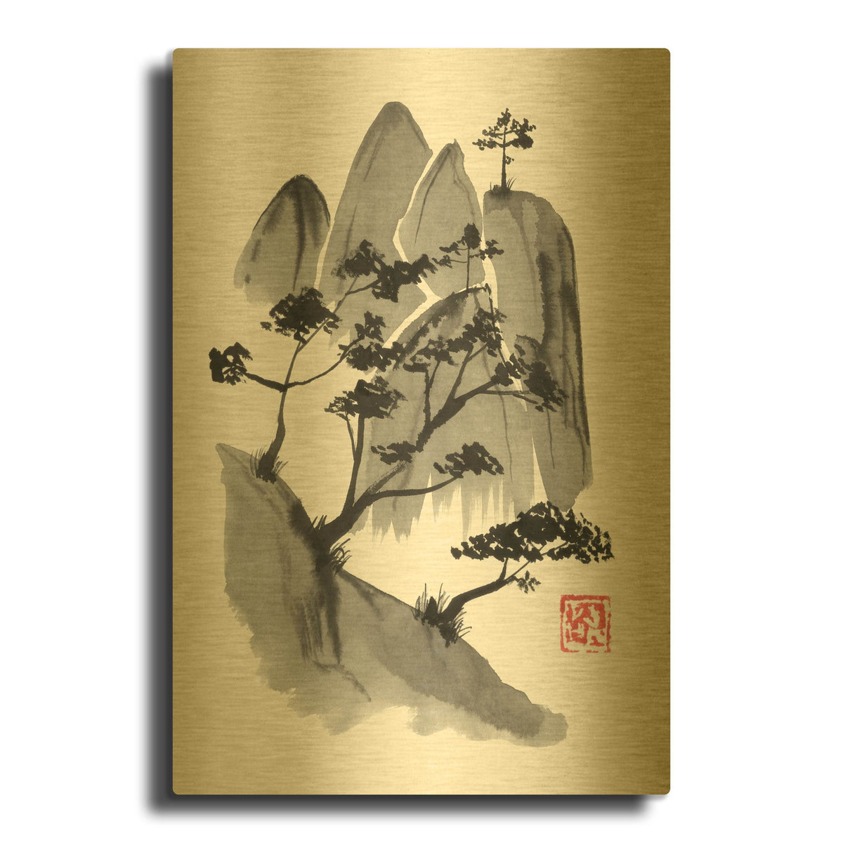 'Cliff' By Pechane Gold Metal Wall Art