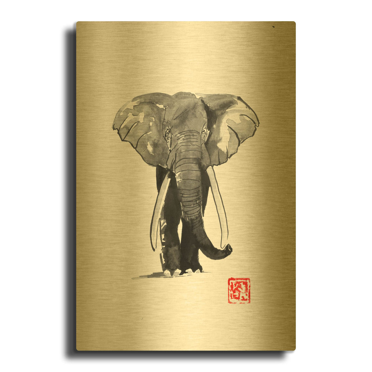 'Elephant 2' By Pechane Gold Metal Wall Art