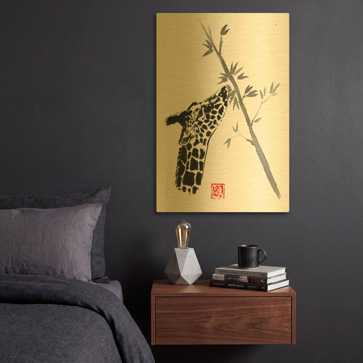 'Giraffe' By Pechane Gold Metal Wall Art