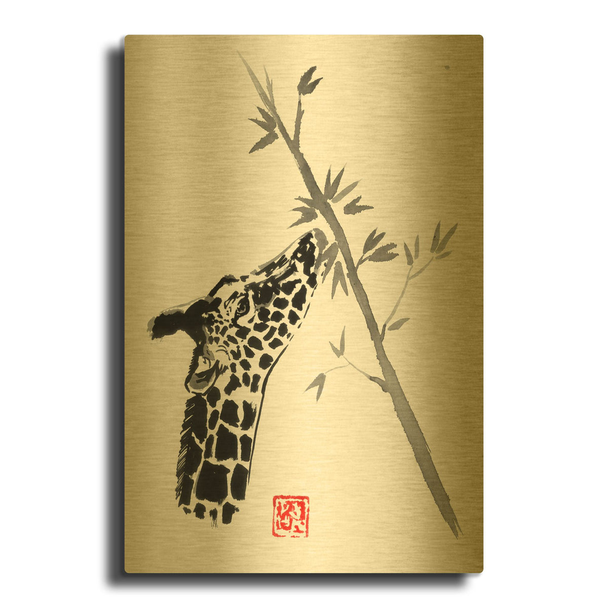 'Giraffe' By Pechane Gold Metal Wall Art