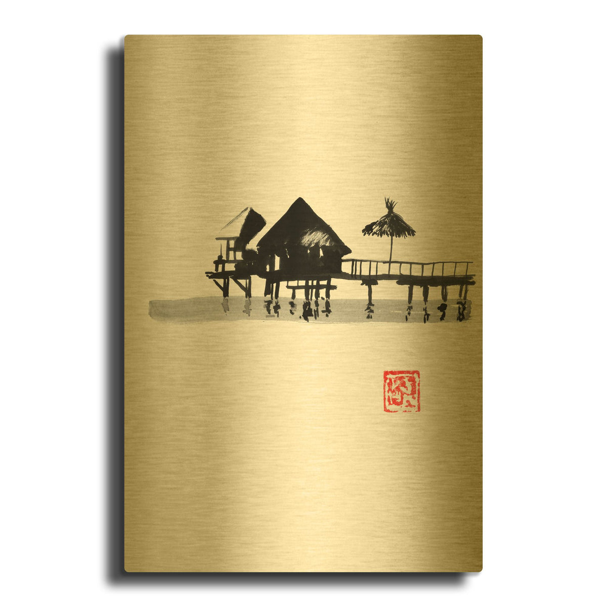 'Bungalow' By Pechane Gold Metal Wall Art