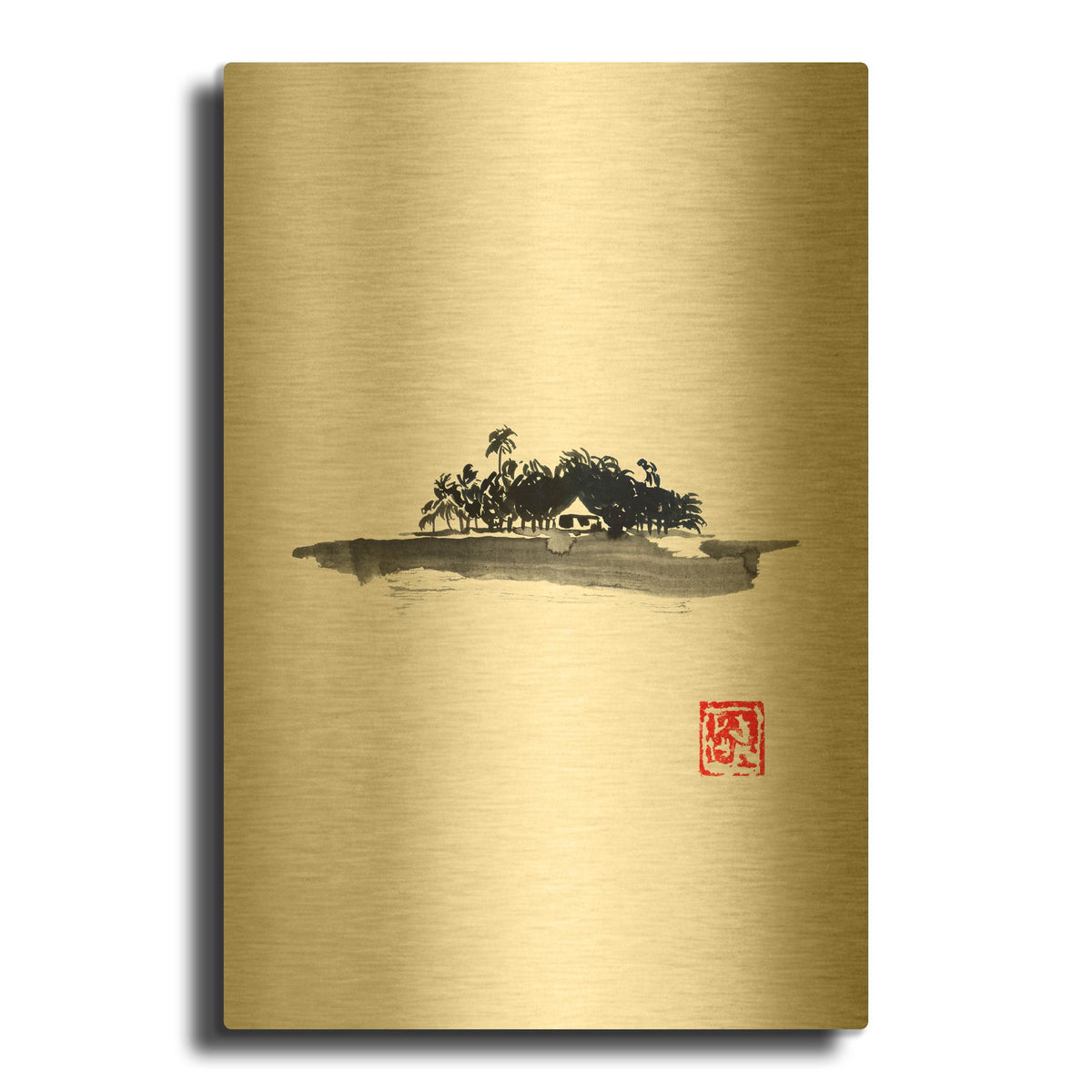'Ile 02' By Pechane Gold Metal Wall Art