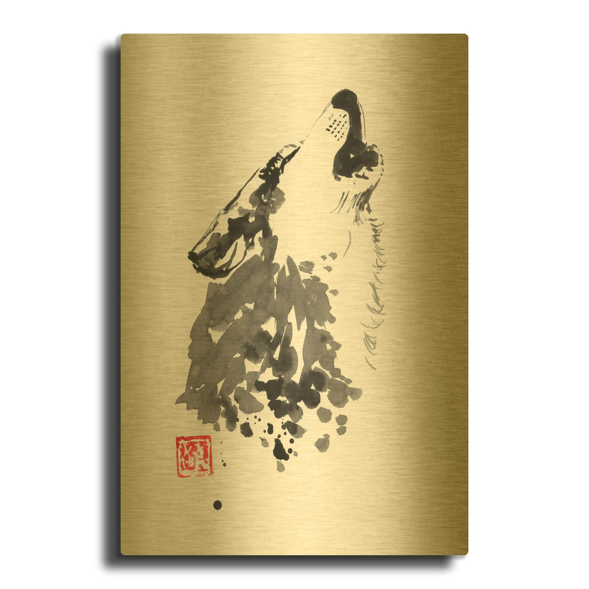 'Loup' By Pechane Gold Metal Wall Art