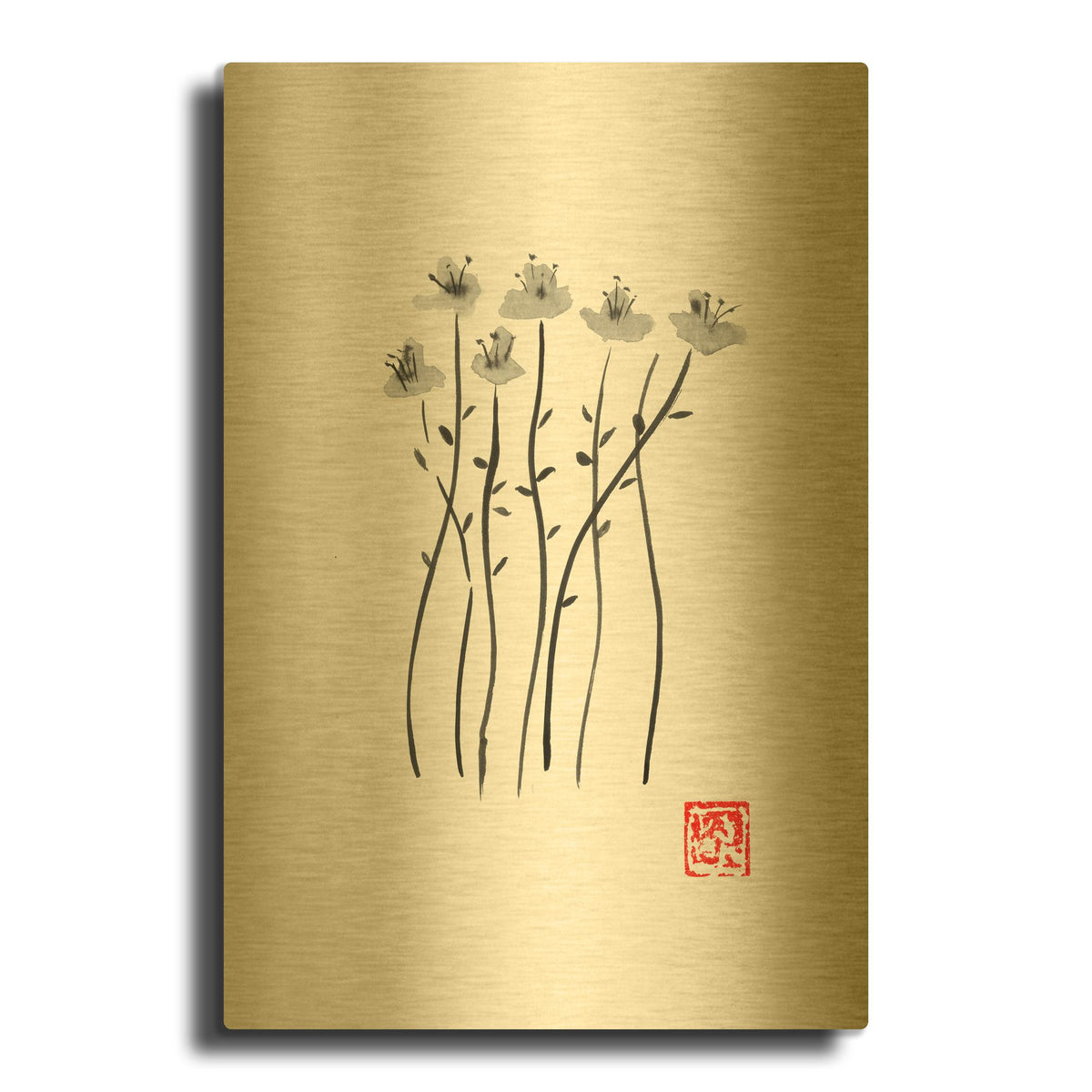 'Tiges De Sakura' By Pechane Gold Metal Wall Art