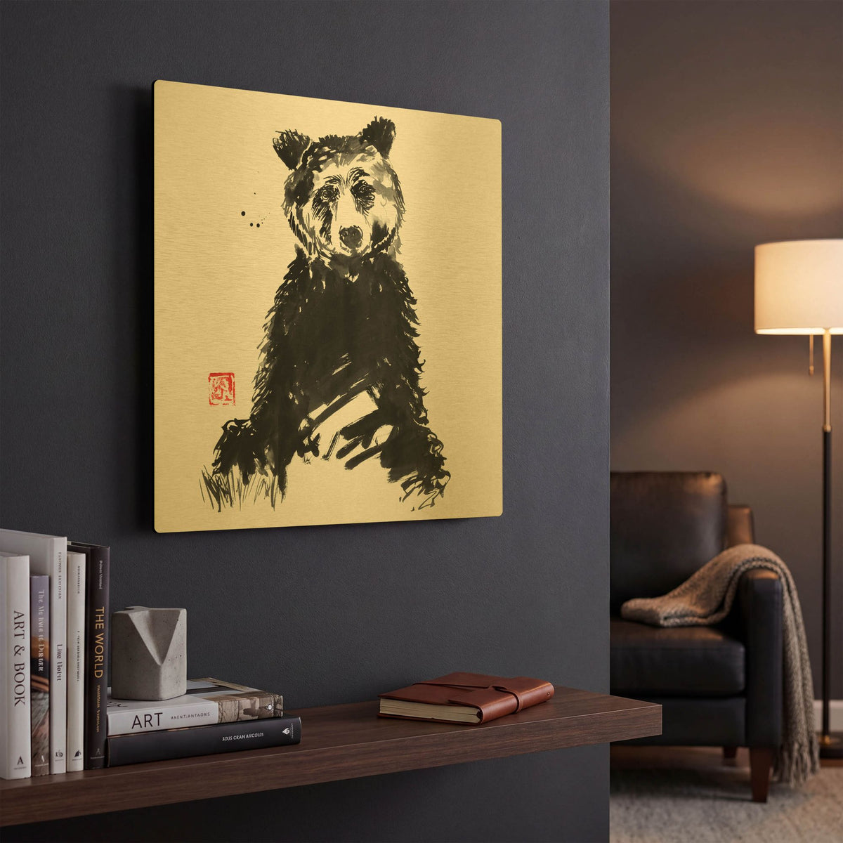 'Bear 2' By Pechane Gold Metal Wall Art
