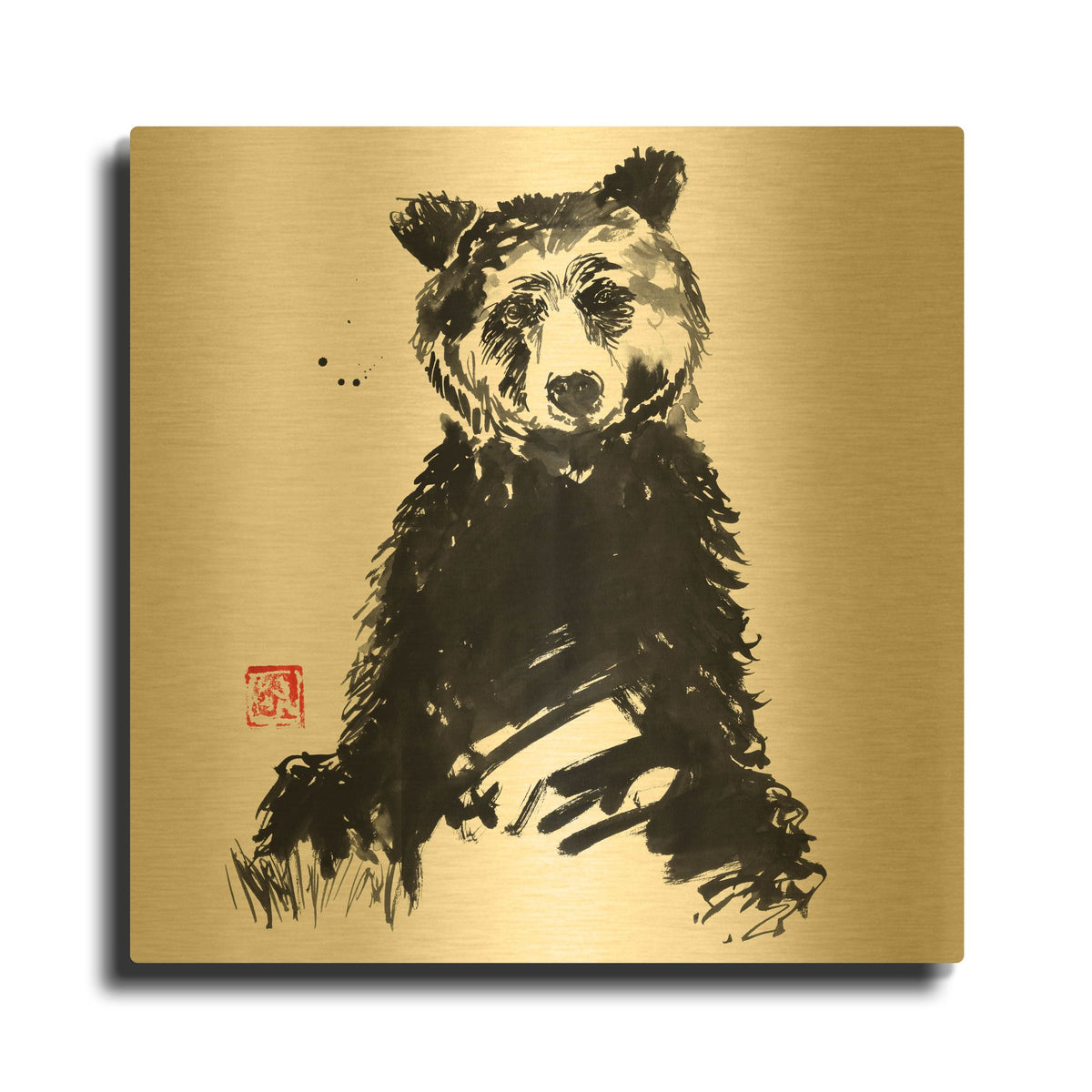 'Bear 2' By Pechane Gold Metal Wall Art