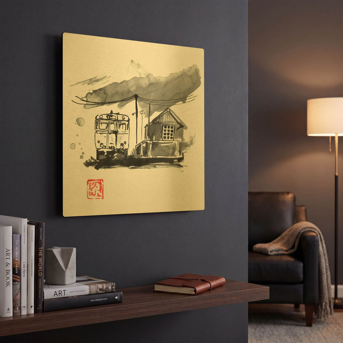 'Train Station' By Pechane Gold Metal Wall Art