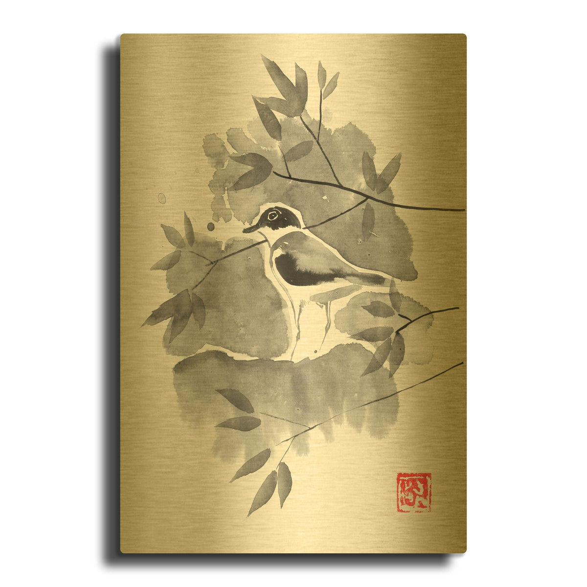 'Bird 01' By Pechane Gold Metal Wall Art