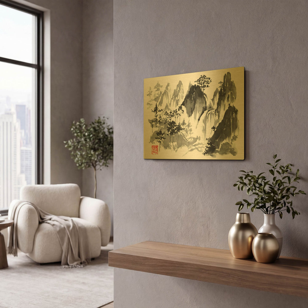 'Cascade' By Pechane Gold Metal Wall Art