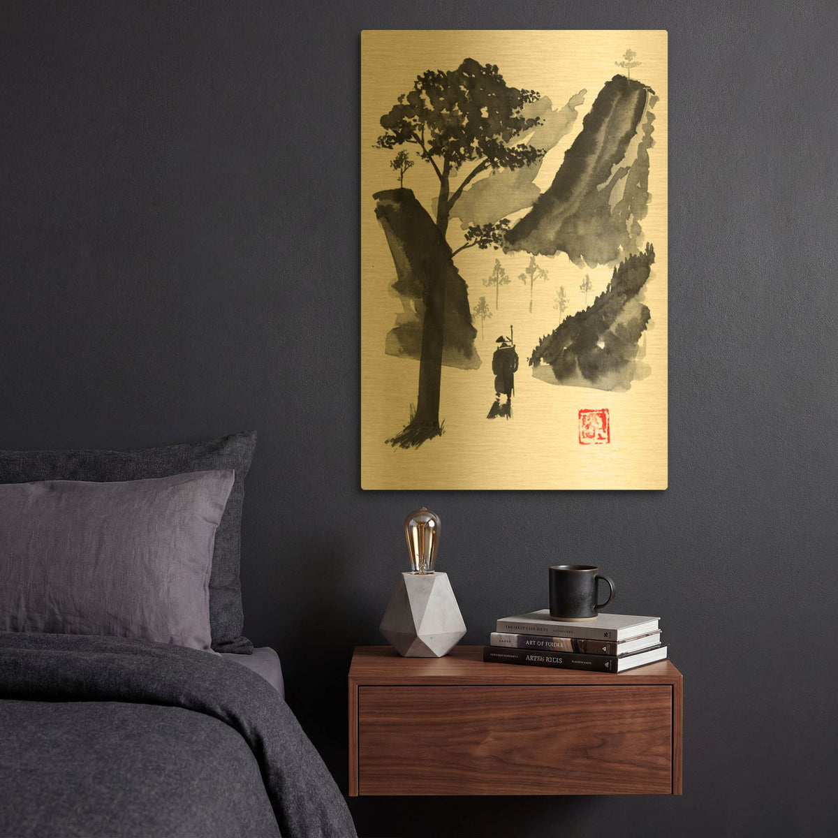 'The Traveller 01' By Pechane Gold Metal Wall Art
