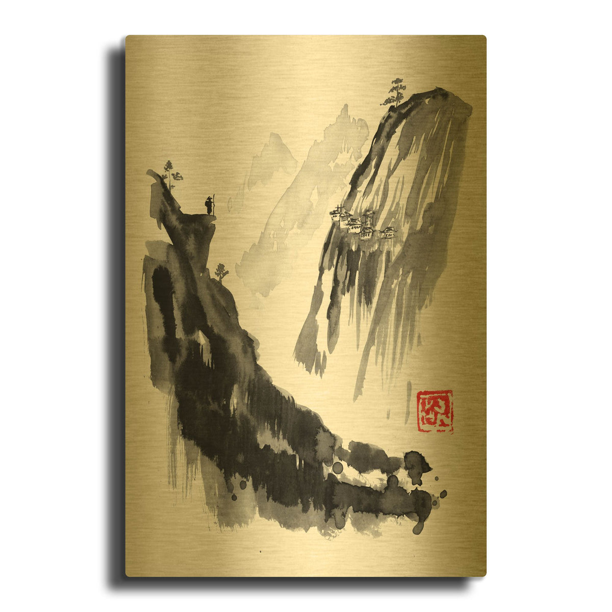 'The Traveller 02' By Pechane Gold Metal Wall Art