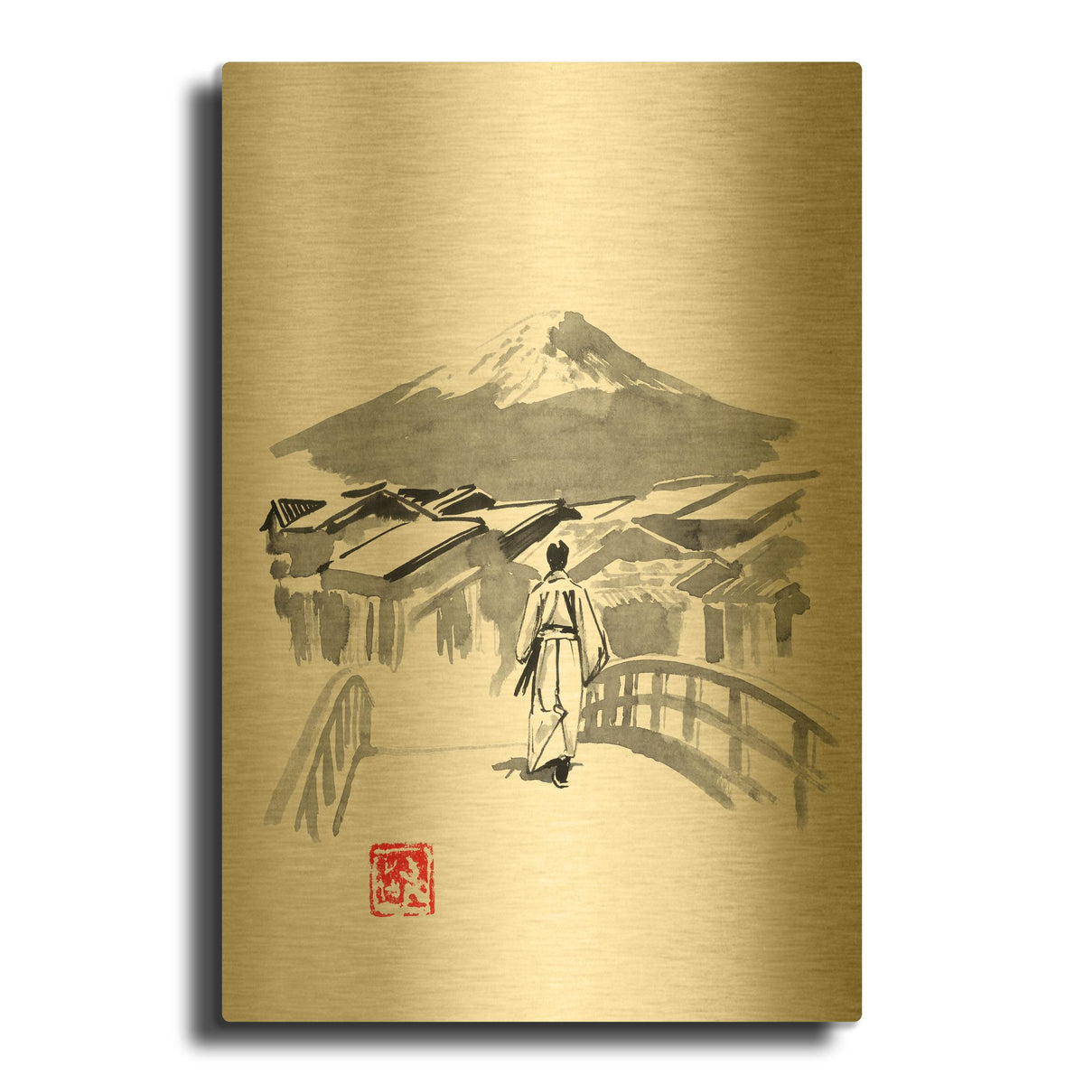 'Back Home' By Pechane Gold Metal Wall Art