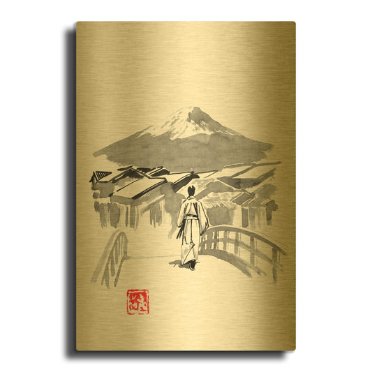 'Back Home' By Pechane Gold Metal Wall Art