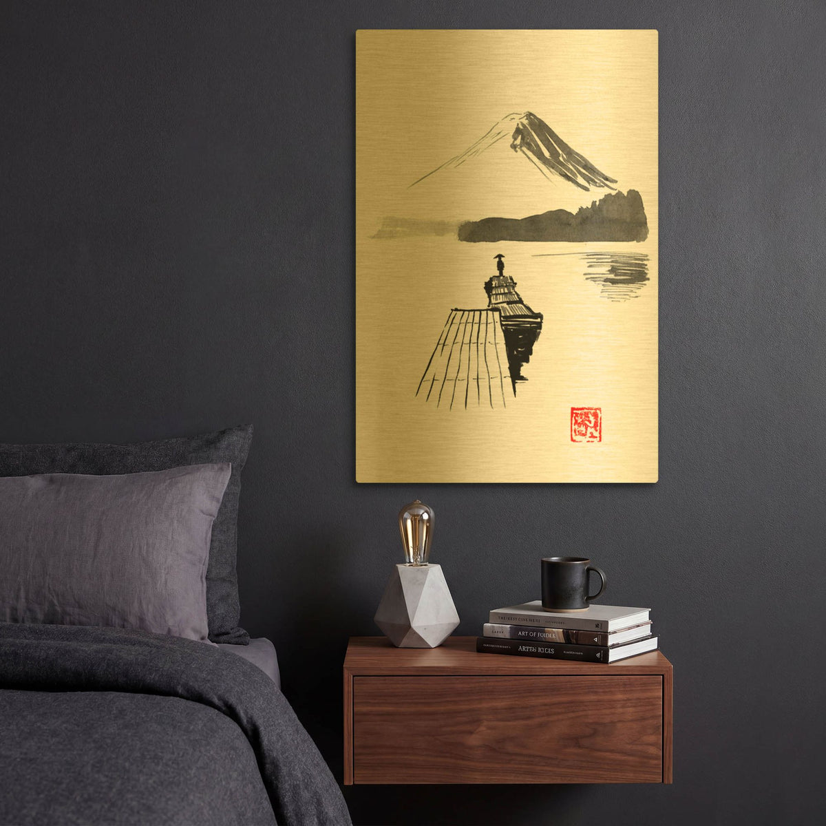 'Pontons 02' By Pechane Gold Metal Wall Art