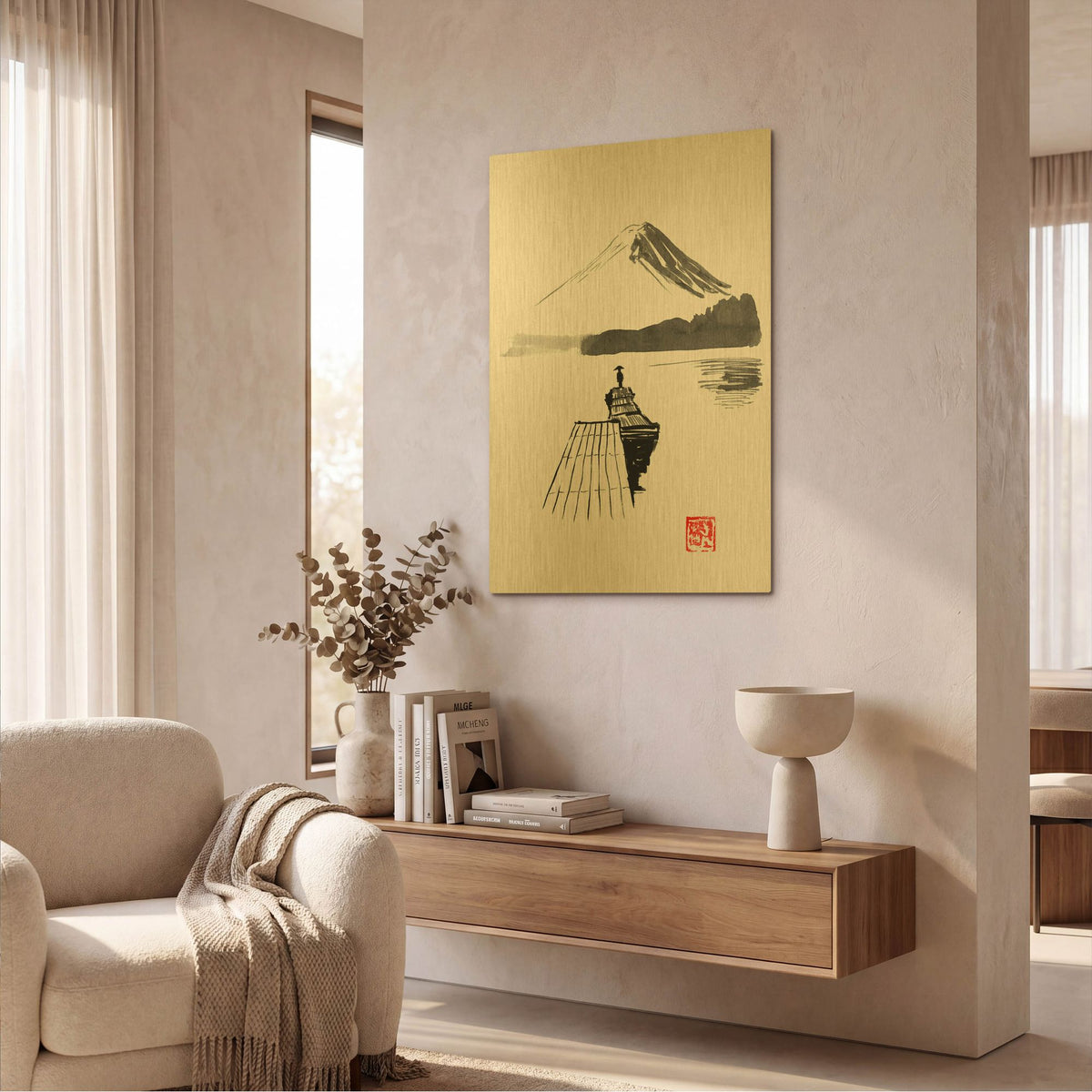 'Pontons 02' By Pechane Gold Metal Wall Art