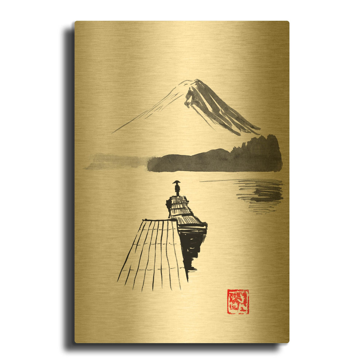 'Pontons 02' By Pechane Gold Metal Wall Art