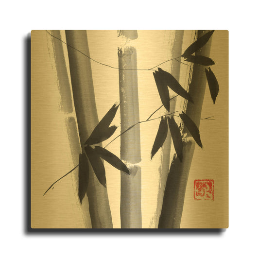 'Bamboo Carre 01' By Pechane Gold Metal Wall Art