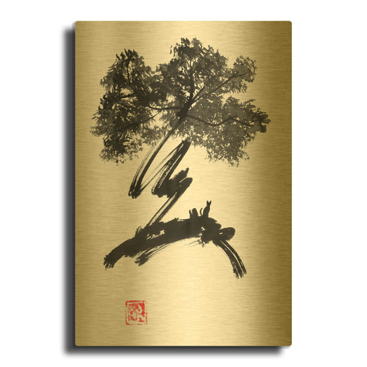'Swirl Tree 02' By Pechane Gold Metal Wall Art