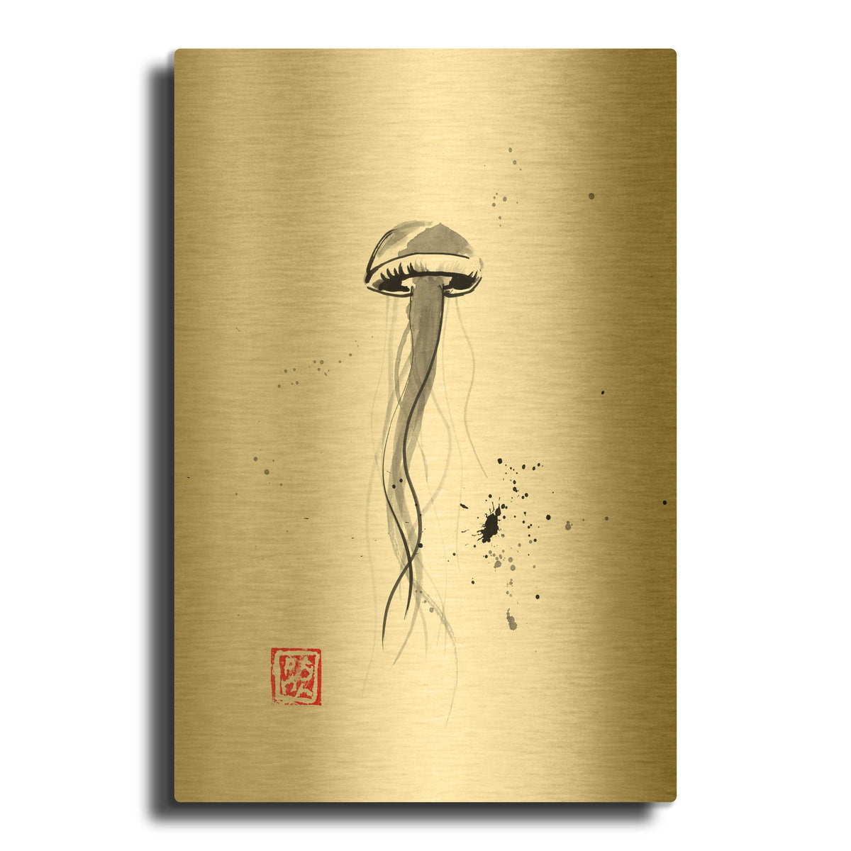 'Jellyfish' By Pechane Gold Metal Wall Art