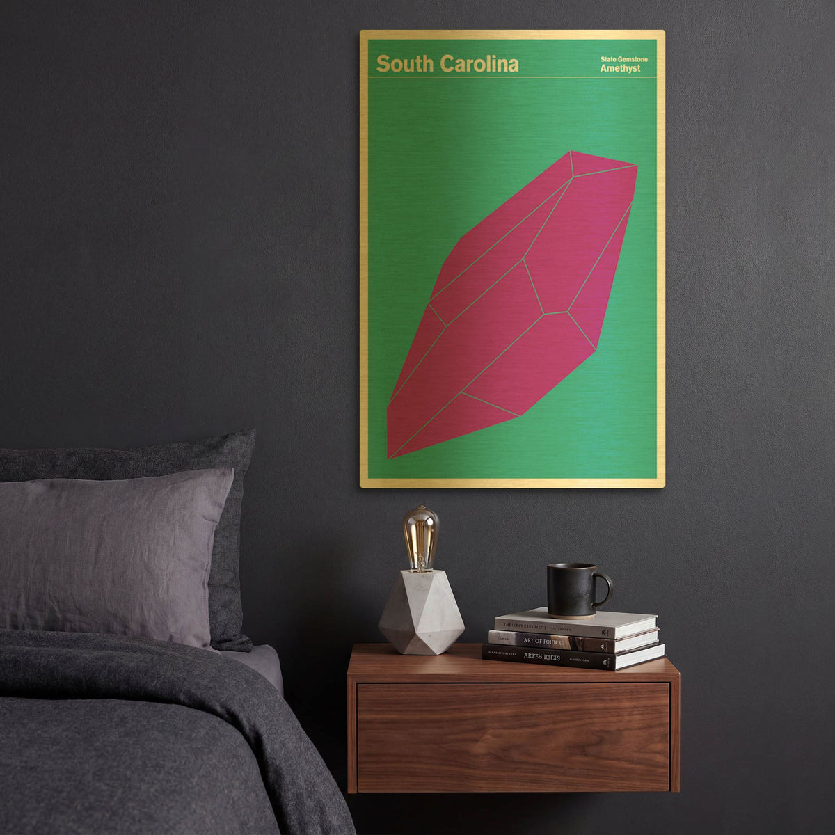 'State Posters 18' By Print Collection Gold Metal Wall Art