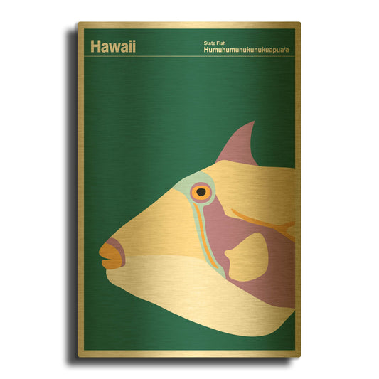 'State Posters HI' By Print Collection Gold Metal Wall Art