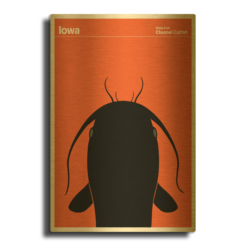 'State Posters IA' By Print Collection Gold Metal Wall Art