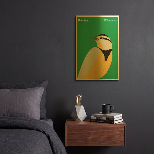 'State Posters KS' By Print Collection Gold Metal Wall Art