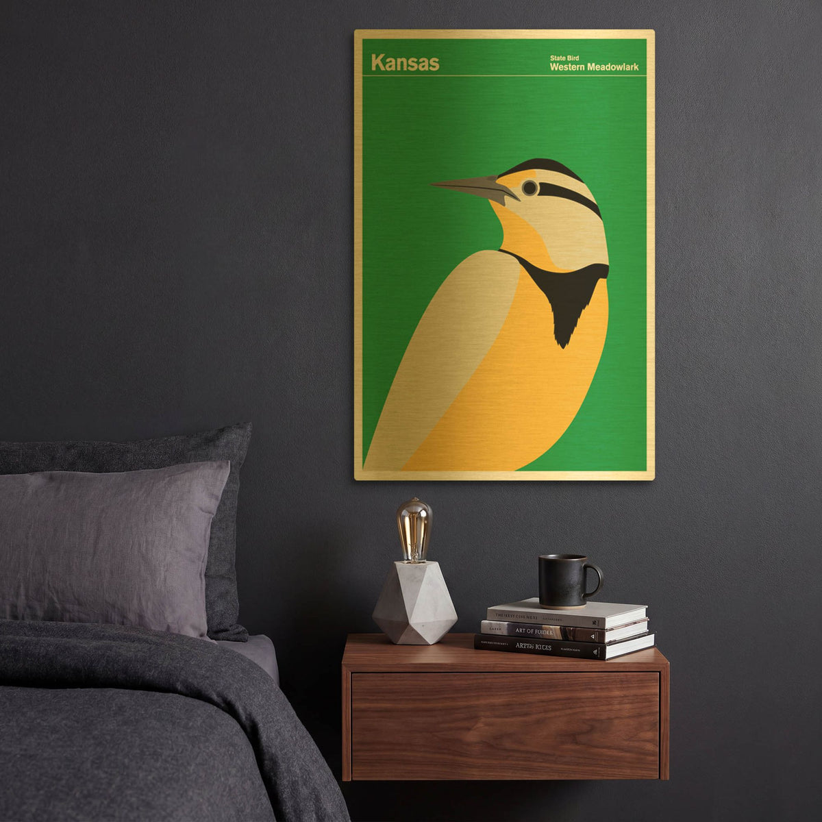 'State Posters KS' By Print Collection Gold Metal Wall Art