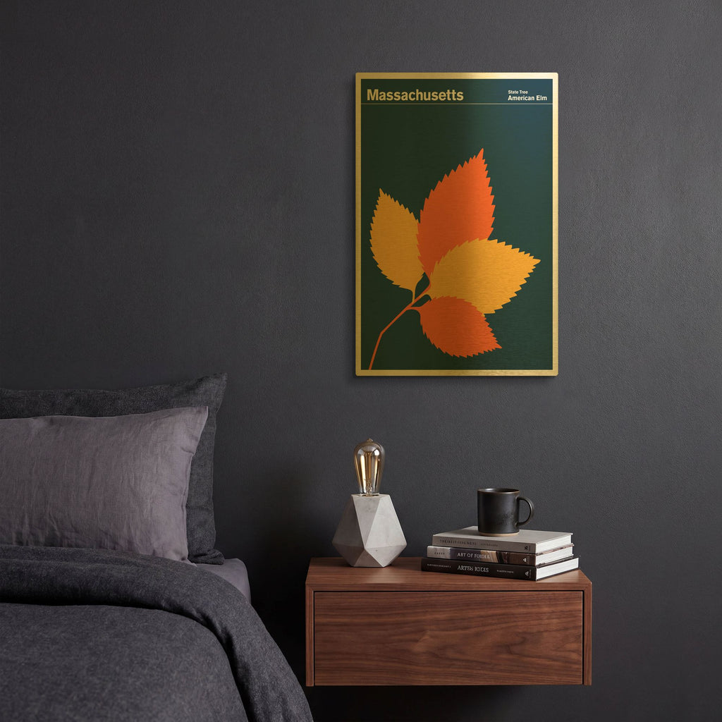 'State Posters MA' By Print Collection Gold Metal Wall Art
