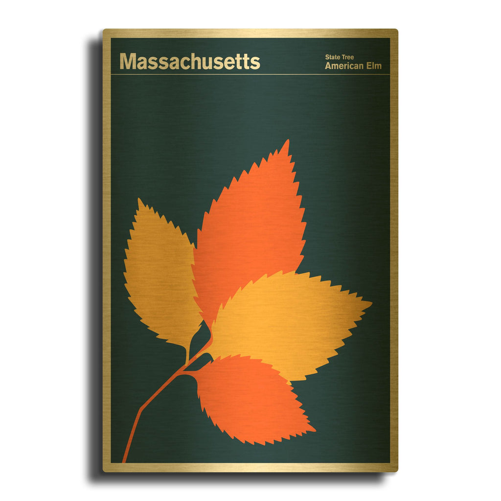 'State Posters MA' By Print Collection Gold Metal Wall Art