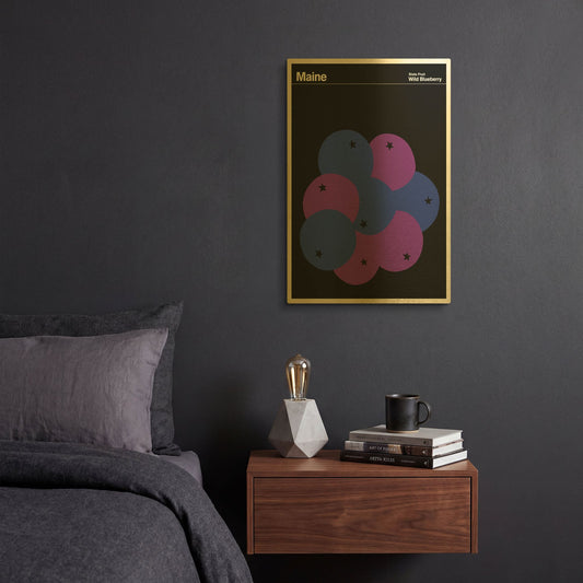 'State Posters ME' By Print Collection Gold Metal Wall Art